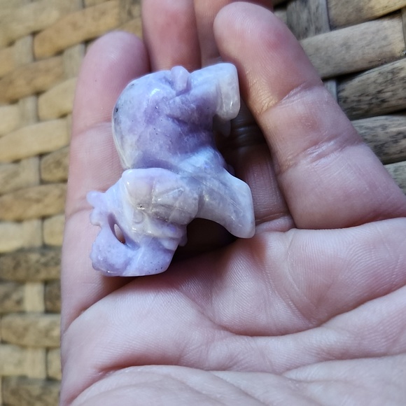 Beautiful Lepidolite Elephant Carving - Picture 4 of 7